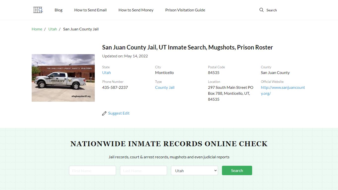 San Juan County Jail, UT Inmate Search, Mugshots, Prison ...